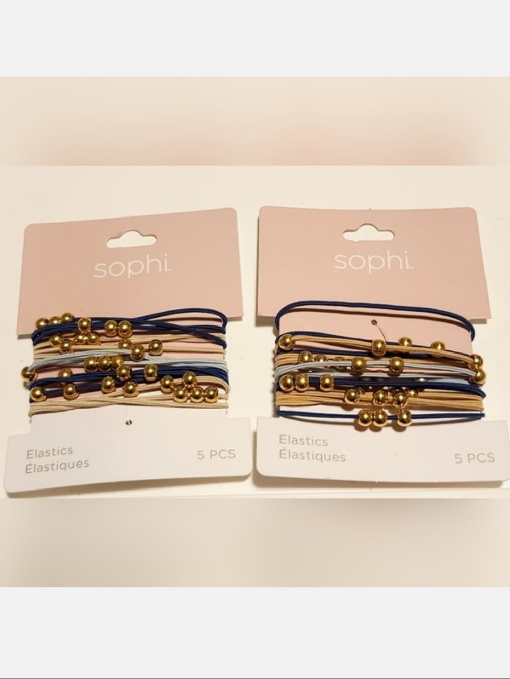 NWT 2× SOPHI 5-PK BEADED HAIR ELASTICS!